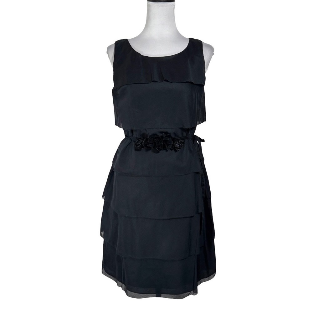 NWT Talbots Cotton Voile Tiered Sheath Dress Size 8 P Rosette Belt Preppy Chic